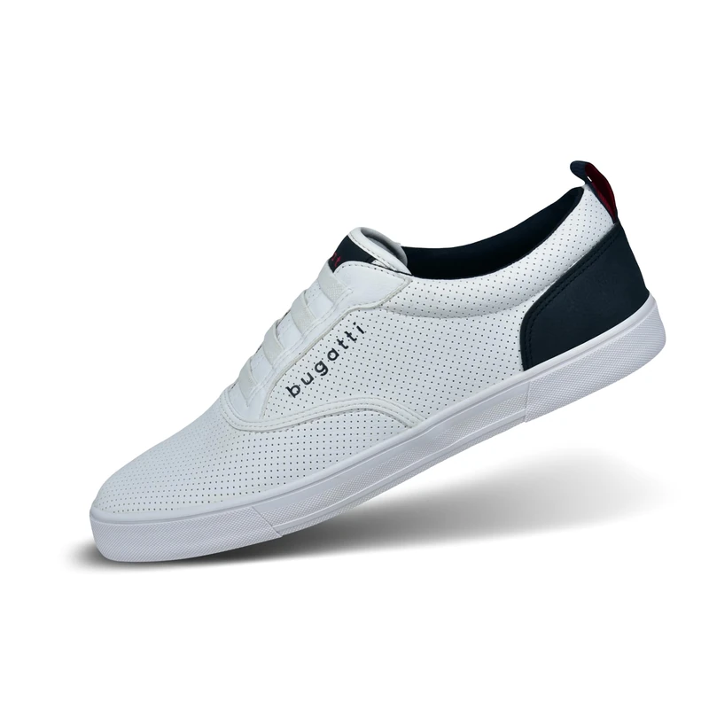 bugatti Men's Comfortable Lace-Up Memory Foam Elegant Casual Easy Fit Trainers Made of Interchangeable Insoles, White, 6.5 UK