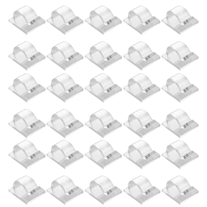 QYEW 30Pcs Outdoor Light Hook, Sticky Fairy Light Clip, Sticky Cable Manager Bracket, Indoor Light Clip for Hanging Christmas Lights, Wall Cable, String Lights, Decorations (Transparent, Small)