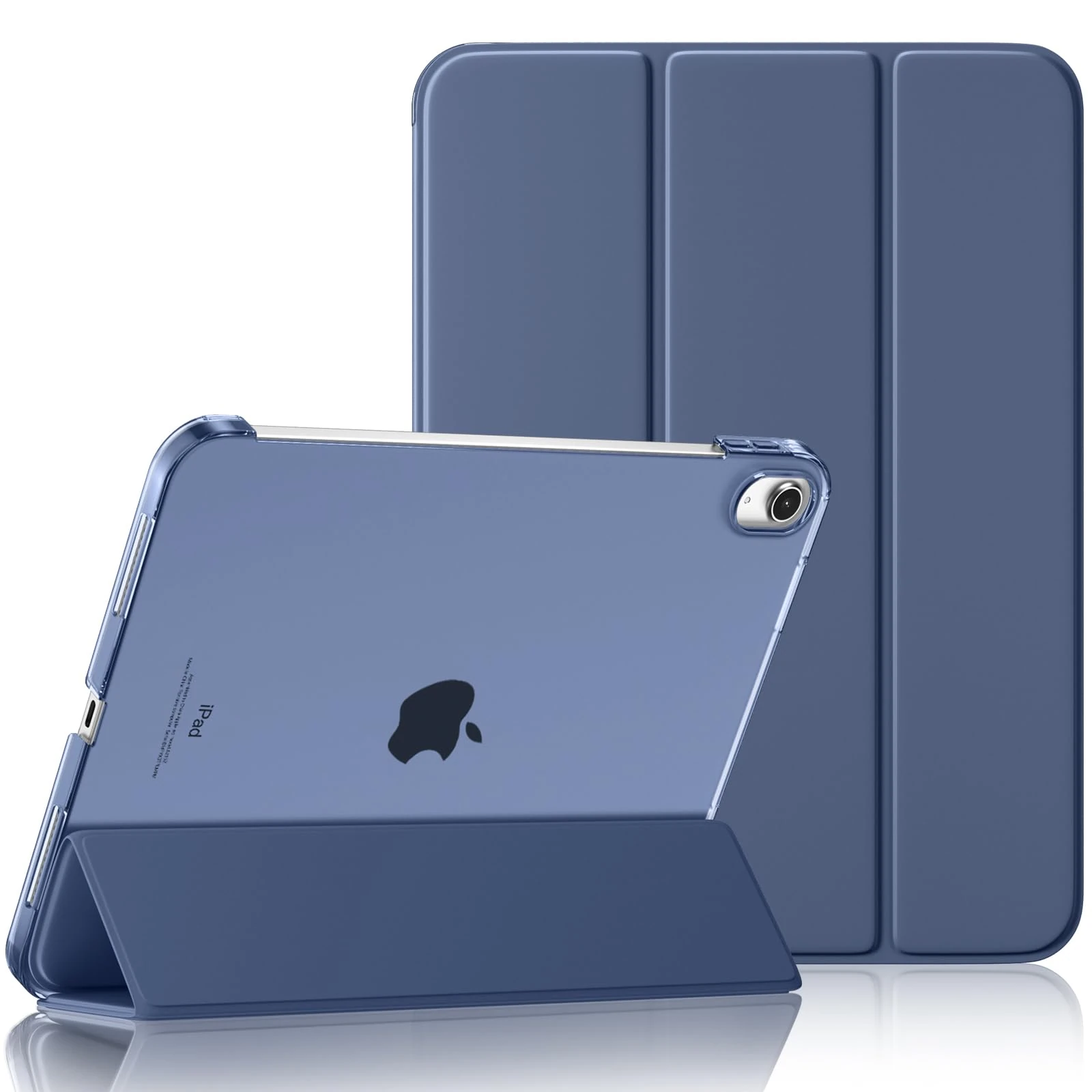 Maledan Case for iPad A16 11th/10th Generation (2025 11 Inch/2022 10.9 Inch), Slim Lightweight Translucent PC Back Stand Shockproof Protective Cover for iPad 10 11, Auto Sleep/Wake, Blue Grey