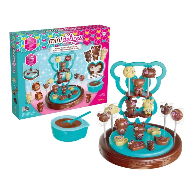 Mini Delicates - Atelier Choco Marshmallow - Creates Cute Animals and Chocolate Shapes with Marshmallow Heart - Makes Lollipops - Complete and Easy to Use Workshop - Suitable for Ages 6 and Above