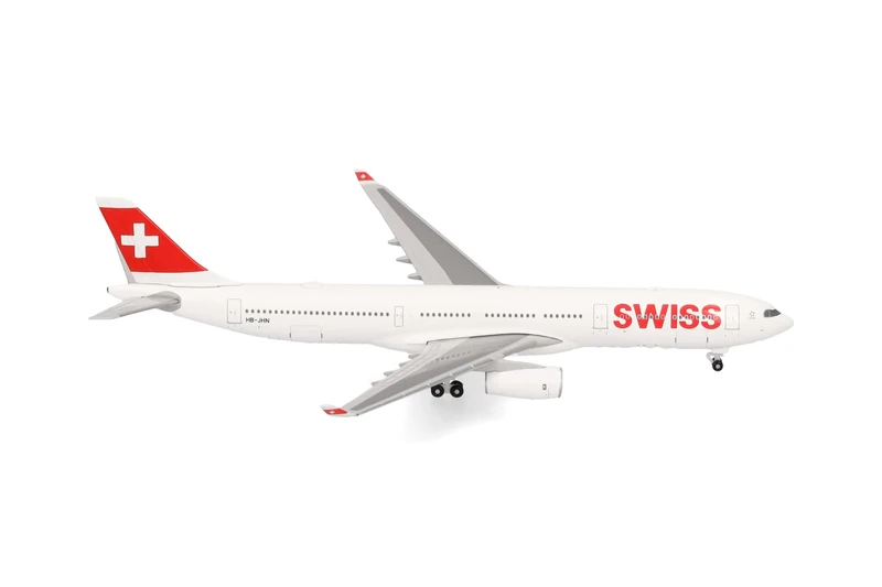 Herpa Model Airplane Swiss International Air Lines Airbus A330-300, miniature scale 1:500, collectible, airplane model without stand, metal