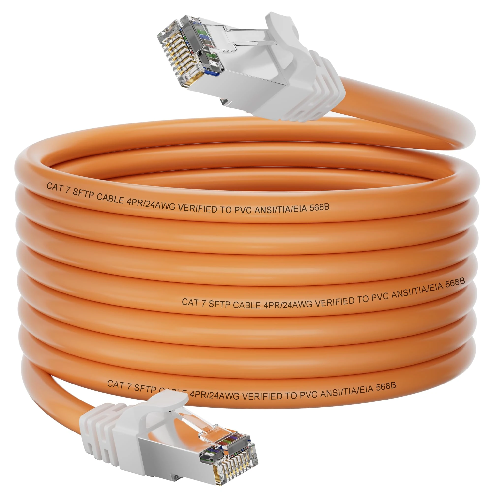 Cat 7 Ethernet Cable 10m, High Speed Internet 10 Meter, LAN Shielded S/FTP Network, Gigabit 10Gbps 600MHz Wlan Outdoor Indoor RJ45 Orange Patch for Router Modem