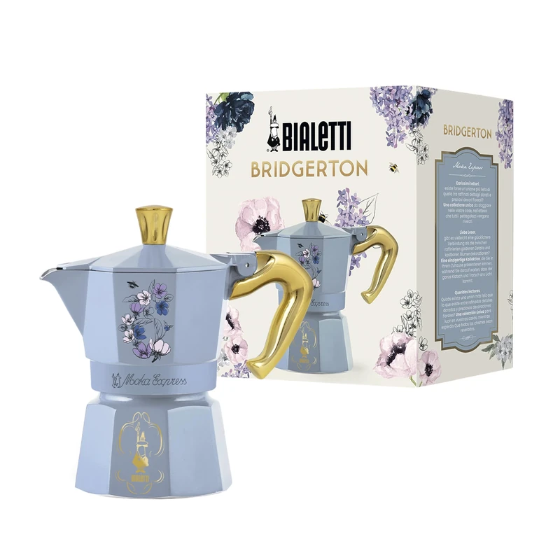 Bialetti Moka Express Bridgerton 3 Cup Anti-scald Handle Non Induction 3 Cups (130ml) Aluminium Sky Blue