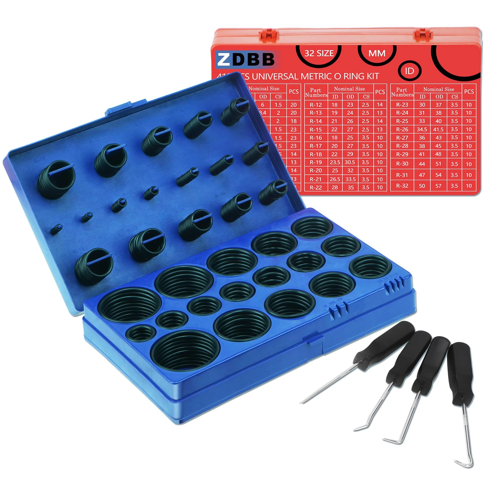 ZDBB 826 Pcs Universal Rubber O Ring Assortment Kit in Inch Standard SAE O-Rings and Metric Oring Set for Automotive Plumbing Faucet Repair, Air or Gas Connections