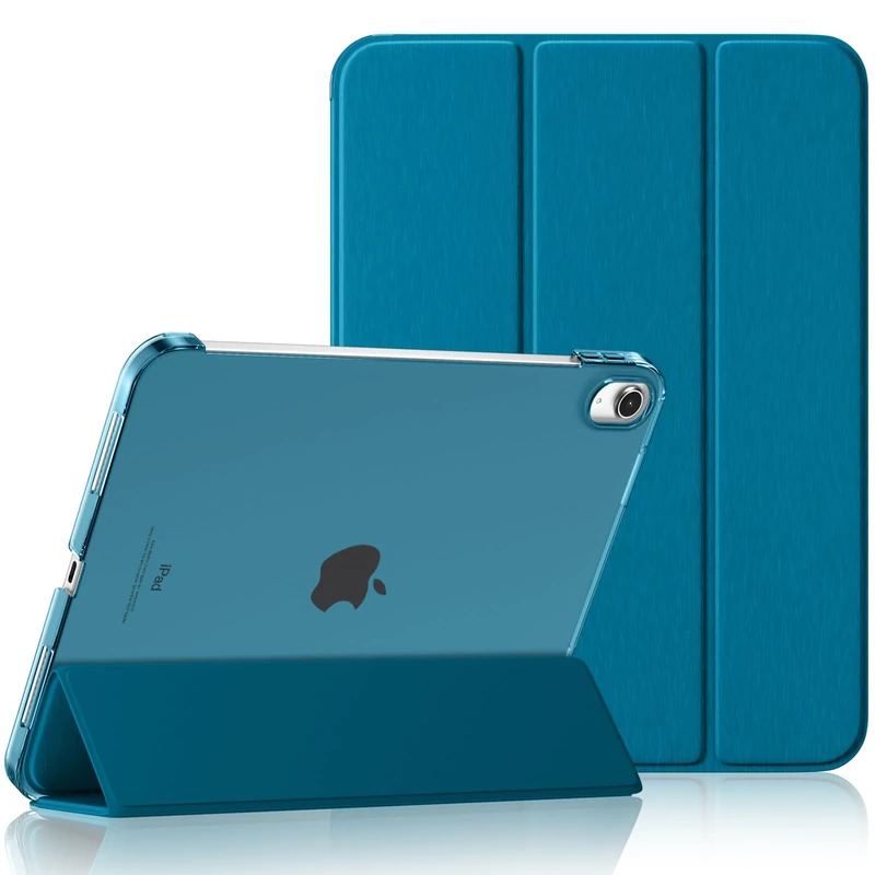 Maledan Case for iPad A16 11th/10th Generation (2025 11 Inch/2022 10.9 Inch), Slim Lightweight Translucent PC Back Stand Shockproof Protective Cover for iPad 10 11, Auto Sleep/Wake, Peacock Blue
