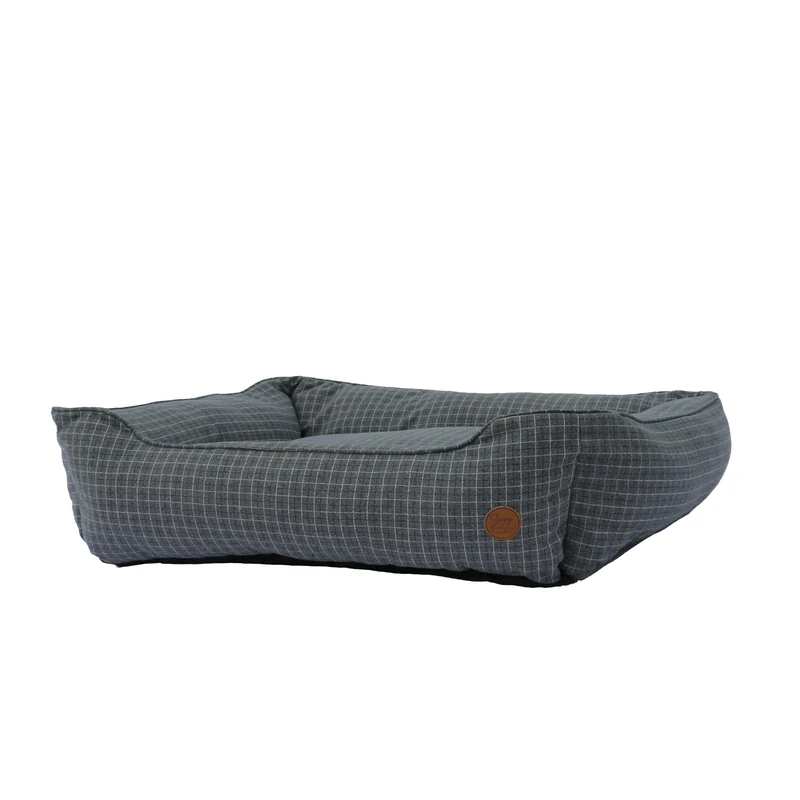 Ancol Dog Bed in Blue Check - Comfortable Indoors Snuggle Pad with Overstuffed Cushion - Cosy Puppy Mat Sleeping Place - Large 78 x 90cm