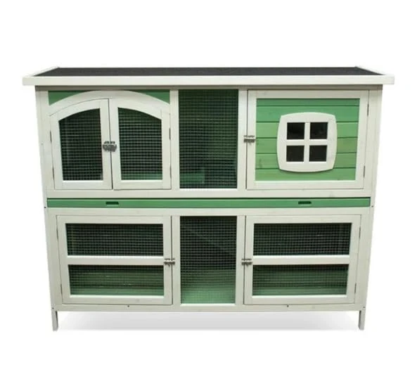 Harrisons Rabbit Hutch Buttermere Double Height Hutch Sage Green 150x60x116cm