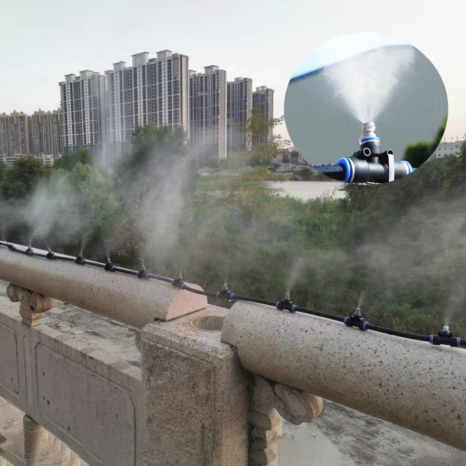 CHZDPP Cattle/Chicken/Pig/Duck Farms Cooling Equipment, Adjustable Water Output Misting Water Irrigation System for Parks/Flower Bed, Plant Watering Kits(7874inch/200m/656ft)