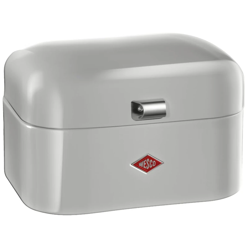 WESCO Single Grandy bread bin in grey, powder-coated sheet steel, ventilation holes and sturdy handle, 22 x 26.8 x 17.5 cm