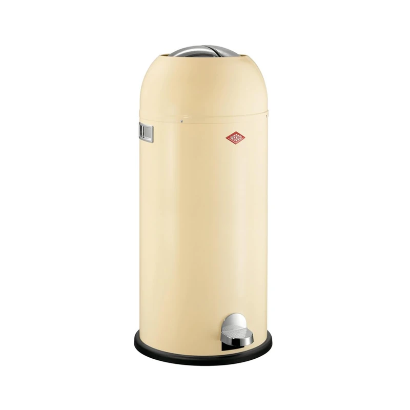 Wesco Kickmaster Maxi Dustbin with Powder Coated Sheet Steel 40 Litre Capacity Large Groove Almond