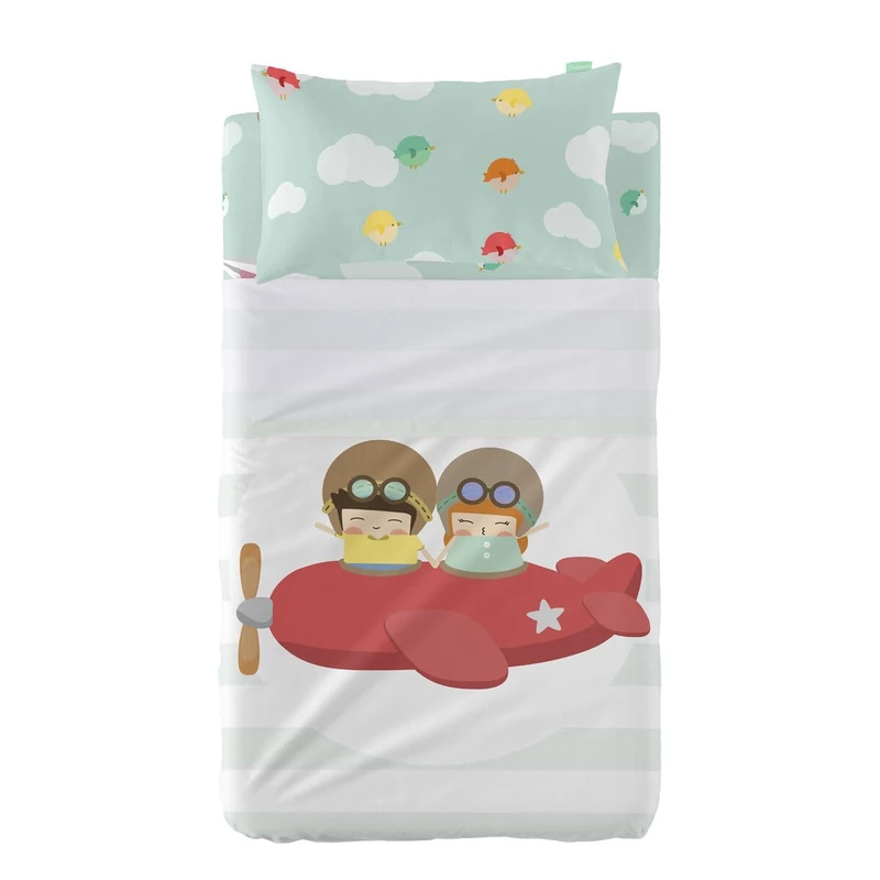 HappyFriday Happynois Learning To Fly Bedding Set, Multi-Colour, Baby Cot, 2 Pieces