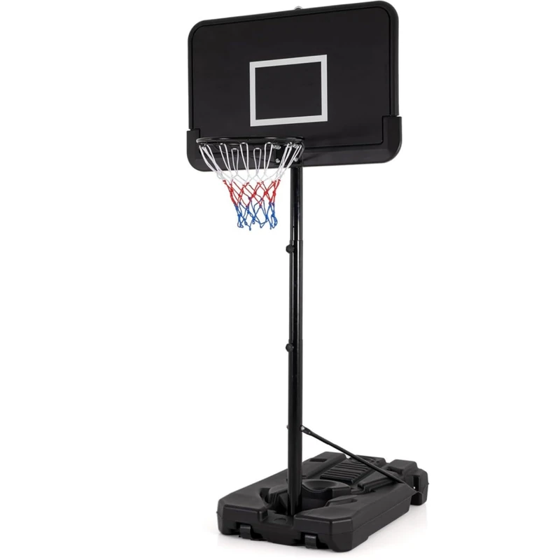GYMAX Portable Basketball Hoop, 6.5FT-10FT Height Adjustable Basketball Goal System with 44 Inch Backboard, Fillable Base & 2 Wheels, Outdoor Indoor Basketball Net Set for Kids Teens Adult