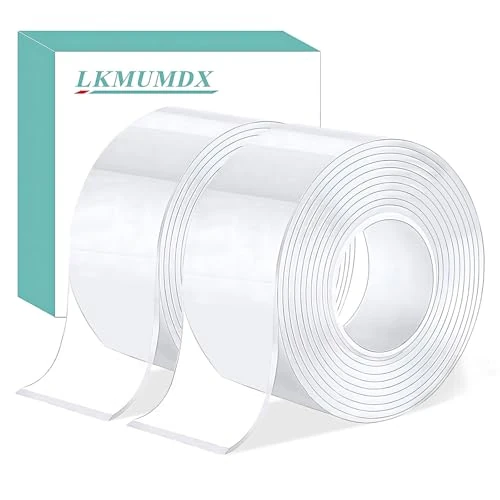 LKMUMDX Double Sided Nano Tape Heavy Duty, Strong Sticky Extra Large (3.0m*5cm*2mm) Removable Mounting Tape, Clear Multipurpose Wall Decor Adhesive Tape for Poster, Picture Hanging, Carpet, 2 Roll