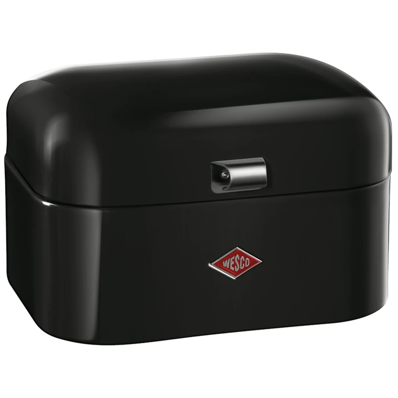 WESCO Single Grandy Bread Bin in Black, Powder-Coated Sheet Steel, Ventilation Holes and Sturdy Handle, 22 x 26.8 x 17.5 cm