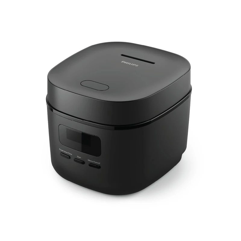 Philips 3000 Series Mini Rice Cooker - 0.54L Capacity, 5-Layer Bakuhanseki Coated Pot, 30-Min Fast Cooking, 5 Auto Menus, Compact & Non-Stick, Black (HD3080/80)