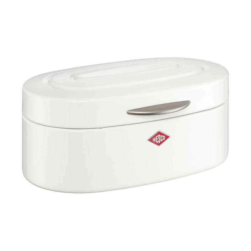 WESCO Single Elly Bread Bin in White, Powder-Coated Sheet Steel, Ventilation Holes and Sturdy Handle - Image 1