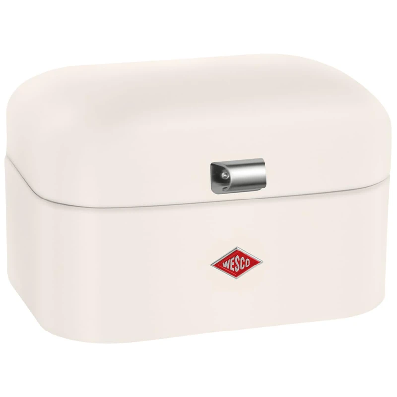 WESCO Single Grandy bread bin in matt sand, powder-coated sheet steel, ventilation holes and sturdy handle