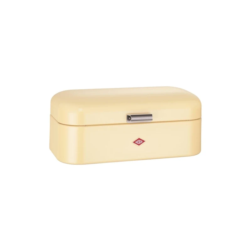 WESCO Grandy bread bin in almond, powder-coated sheet steel, ventilation holes and sturdy handle