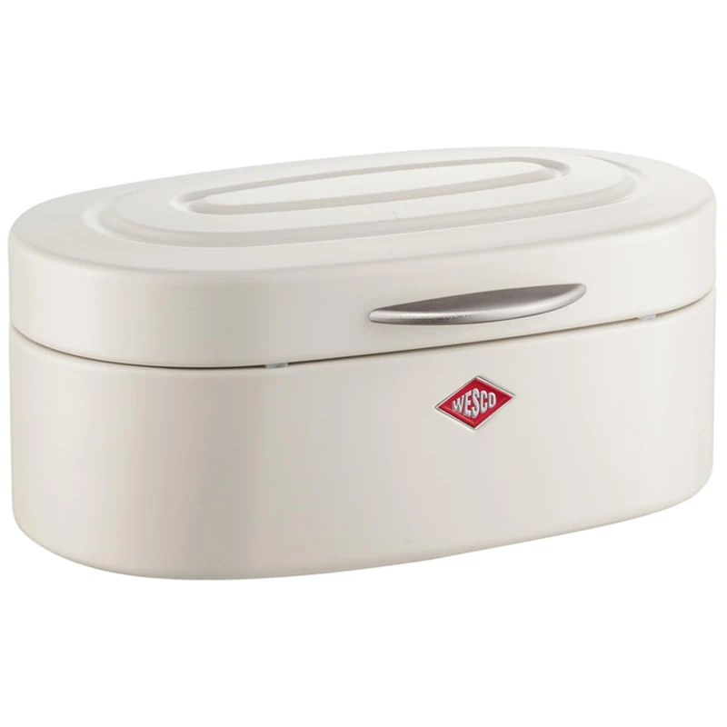 WESCO Single Elly bread bin in matt sand, powder-coated sheet steel, ventilation holes and sturdy handle