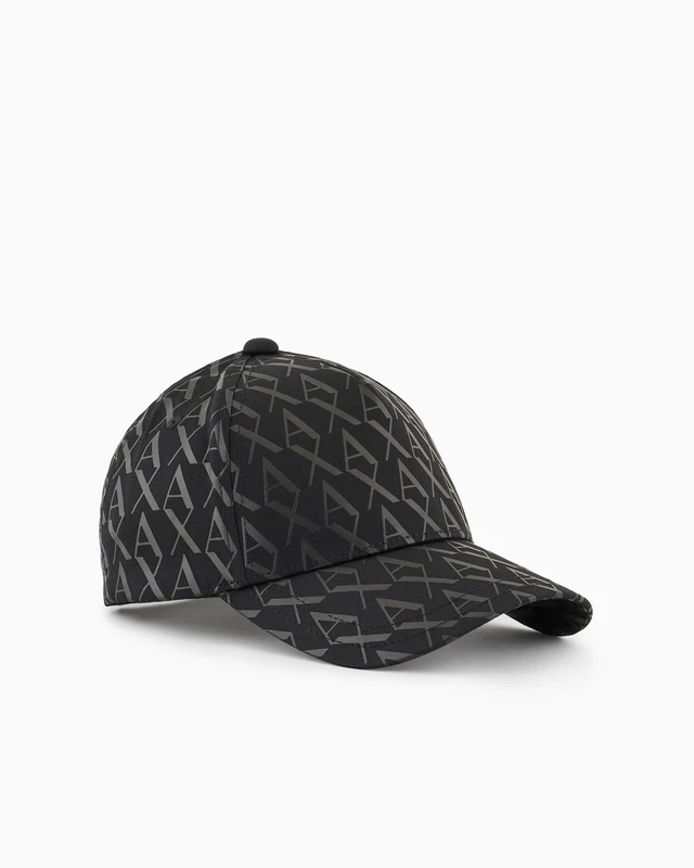 Armani Exchange Men's Woven All Over Print Baseball Cap, Black, One Size