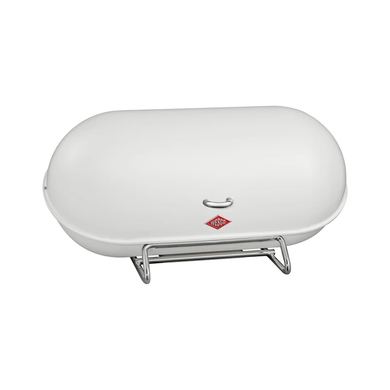 Wesco Breadboy Bread Bin with Rattle-Free Swivel Lid in Matte White, Powder-Coated Sheet Steel, Ventilation Holes and Sturdy Handle
