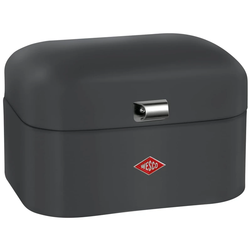 WESCO Single Grandy bread bin in matt graphite, powder-coated sheet steel, ventilation holes and sturdy handle