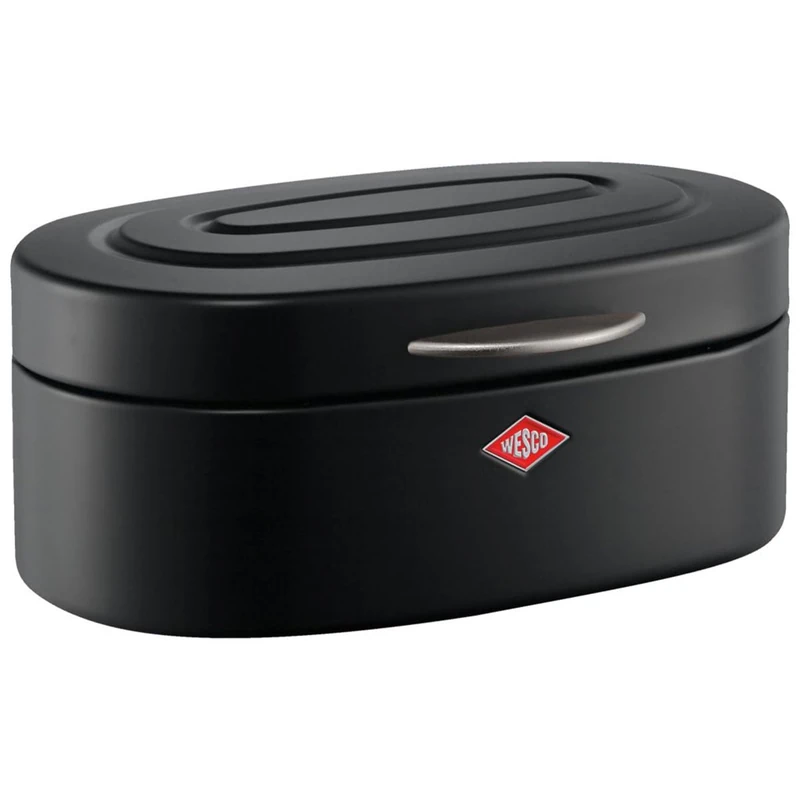 WESCO Single Elly Bread Bin in Matt Black, Powder-Coated Sheet Steel, Ventilation Holes and Sturdy Handle