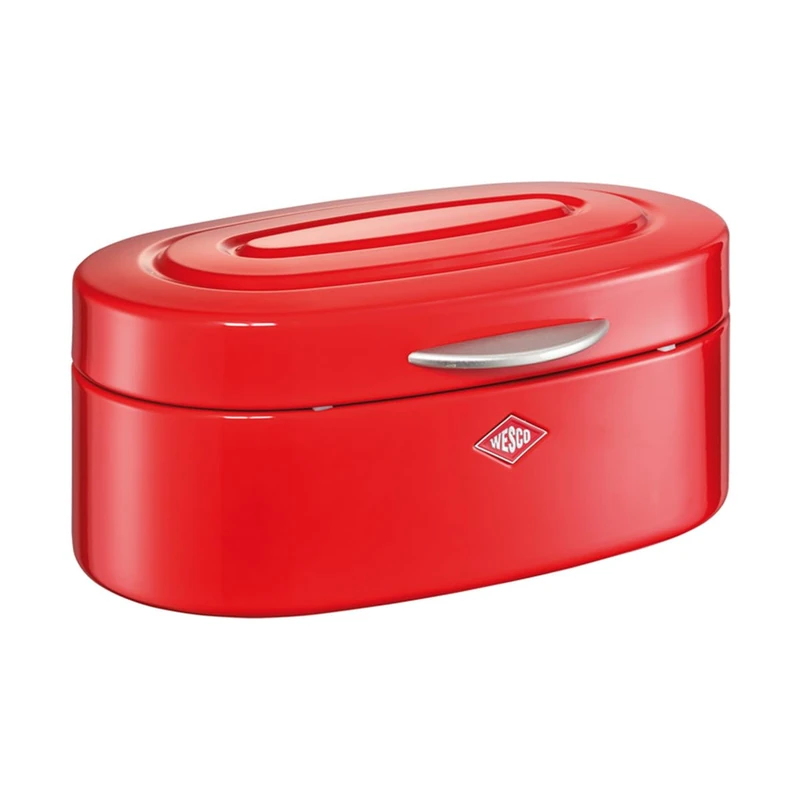 WESCO Single Elly Bread Bin in Red, Powder-Coated Sheet Steel, Ventilation Holes and Sturdy Handle, 32.2 x 22 x 14 cm