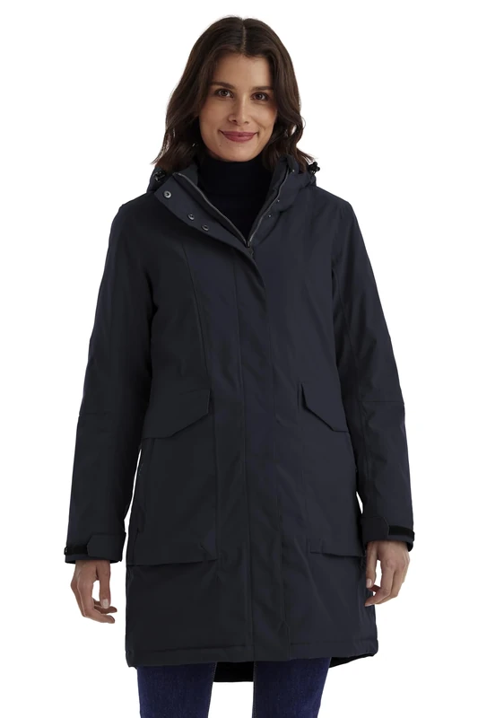 Killtec Women's Damen Funktionsparka Waterproof Parka/Coat with Removable Hood, Dark Navy, 38