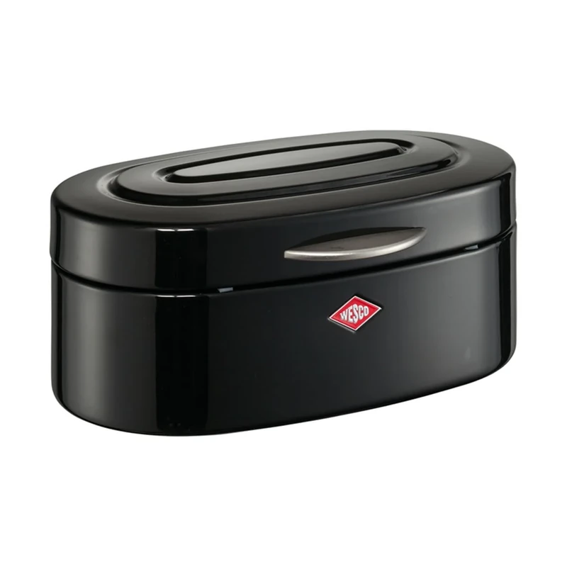 WESCO Single Elly Bread Bin in Black, Powder-Coated Sheet Steel, Ventilation Holes and Sturdy Handle, 32.2 x 22 x 14 cm
