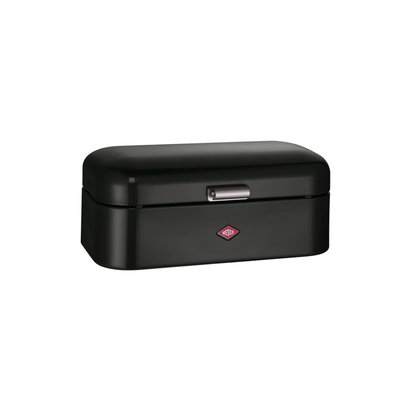 WESCO Grandy bread bin in black, powder-coated sheet steel, ventilation holes and sturdy handle, 41 x 25.5 x 16.5 cm