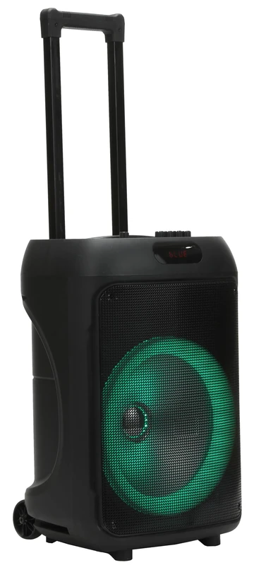 Majestic FIRE T10 Wireless Audio 5.2 Trolley Bag, LED Lights, USB/MicroSD/AUX/MIC/GUITAR Inputs, Microphone, Remote Control, Rechargeable Battery, TWS Function, Carry Handle and Wheels