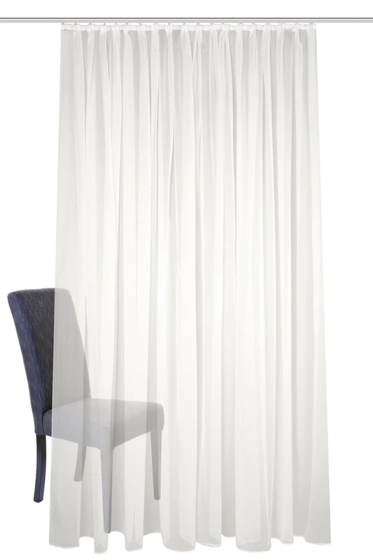 HOME WOHNIDEEN Fertigstore Sablio Plain Pleated Tape, White or Wool White, Various Sizes, Colour: Wool White, Size: 295 x 450 cm
