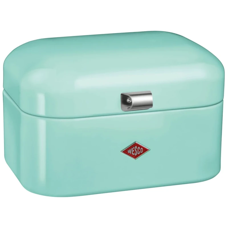 WESCO Single Grandy bread bin in mint green, powder-coated sheet steel, ventilation holes and sturdy handle