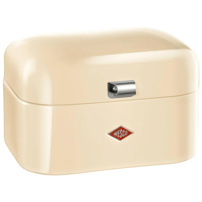 WESCO Single Grandy Bread Bin in Almond, Powder-Coated Sheet Steel, Ventilation Holes and Sturdy Handle