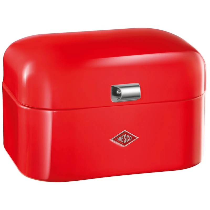 WESCO Single Grandy Bread Bin in Red, Powder-Coated Sheet Steel, Ventilation Holes and Sturdy Handle, 22 x 26.8 x 17.5 cm