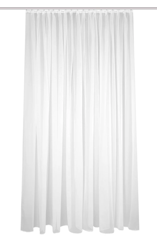 HOME WOHNIDEEN Fertigstore Sablio Plain Pleated Tape, White or Wool White, Various Sizes, Colour: White, Size: 295 x 300 cm