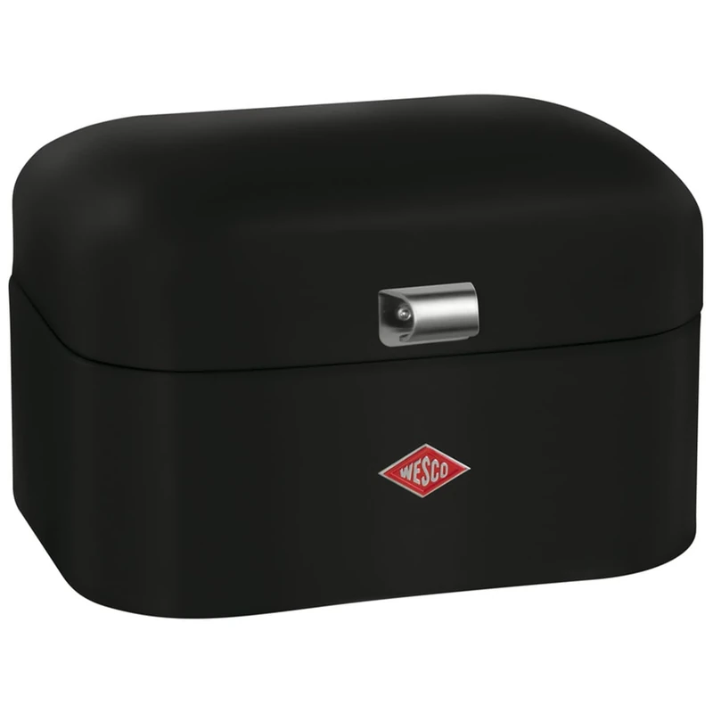 WESCO Single Grandy Bread Bin in Matte Black, Powder-Coated Sheet Steel, Ventilation Holes and Sturdy Handle