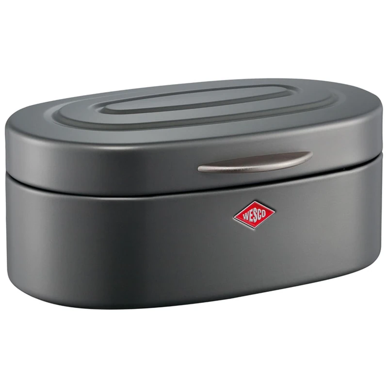 WESCO Single Elly bread bin in matt graphite, powder-coated sheet steel, ventilation holes and sturdy handle