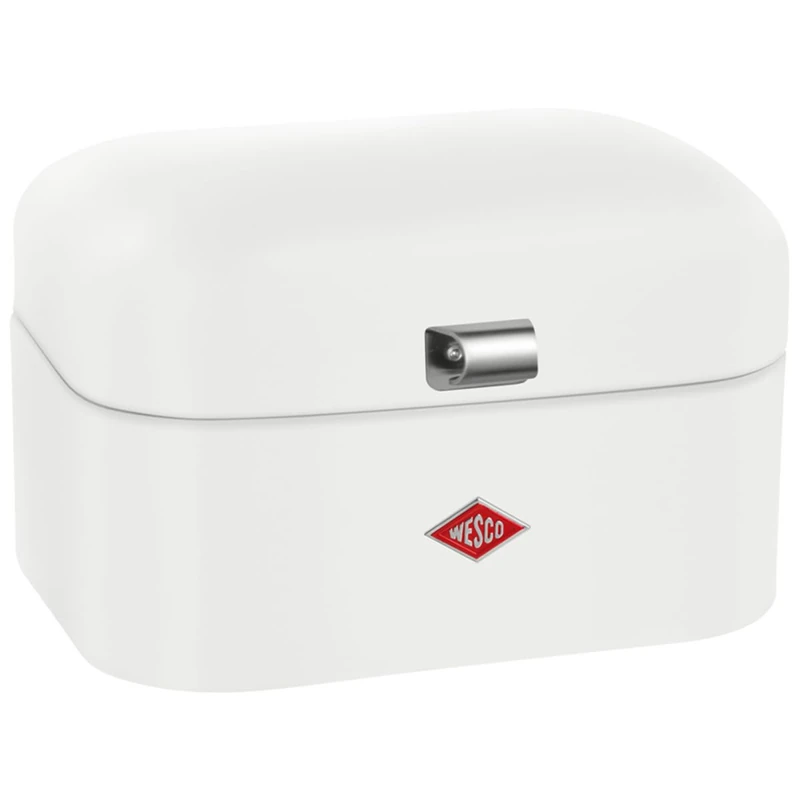 WESCO Single Grandy Bread Bin Matte White, Powder-Coated Sheet Steel, Ventilation Holes and Sturdy Handle