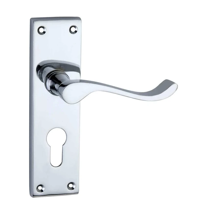Designer Levers - Victorian Scroll Lever Door Handles - Polished Chrome - 1 Pair - Euro Lock Door Handle
