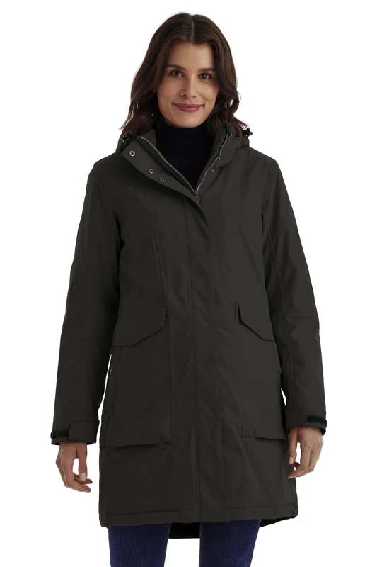 Killtec Women's Damen Funktionsparka Waterproof Parka/Coat with Removable Hood, Dark Olive, 38