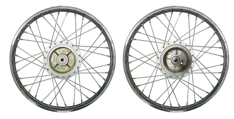 Hi Level motorcycle rear wheel, compatible with/replacement for Yamaha V80, FS1E drum brake with cush drive rubber (Rim 1.40 x 17)