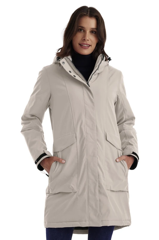 Killtec Women's Damen Funktionsparka Waterproof Parka/Coat with Removable Hood, Light Sand, 40