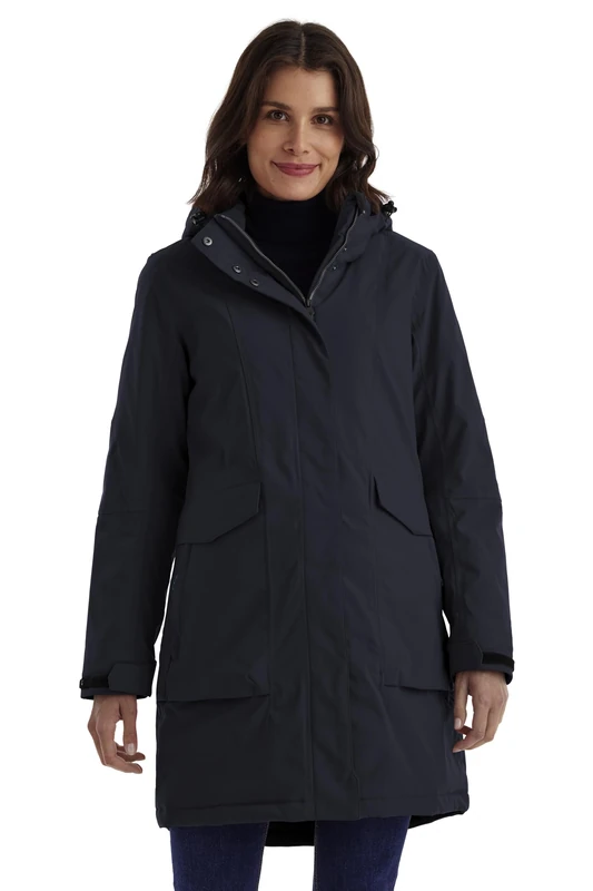 Killtec Women's Damen Funktionsparka Waterproof Parka/Coat with Removable Hood, Dark Navy, 42