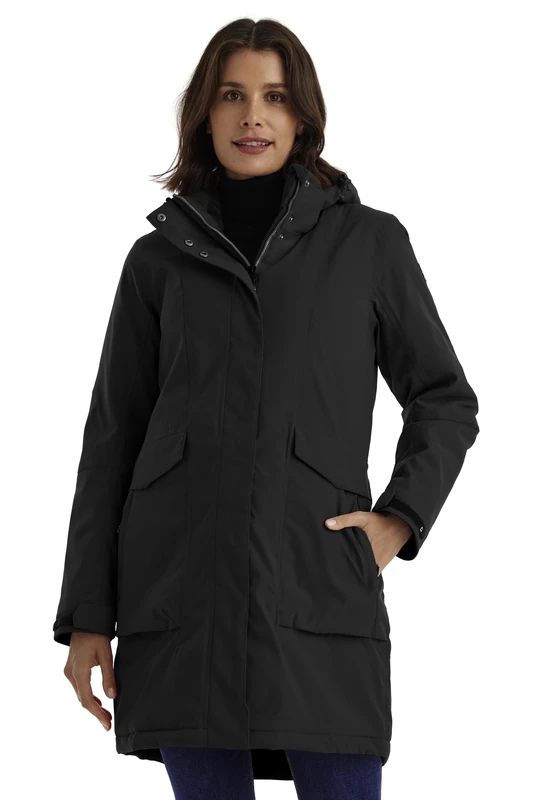 Killtec Women's Damen Funktionsparka Waterproof Parka/Coat with Removable Hood, Black, 48