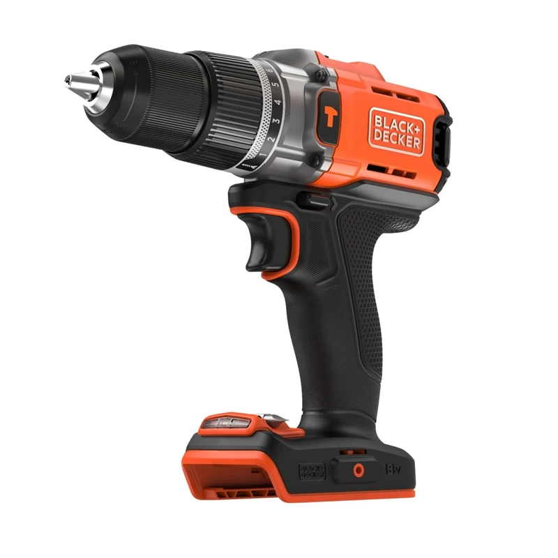 BLACK+DECKER 18V POWERCONNECT Cordless Hammer Drill, 45Nm Torque, 2 Gear Settings, LED Light, Keyless Chuck, No Battery or Charger, BCD383XN-XJ
