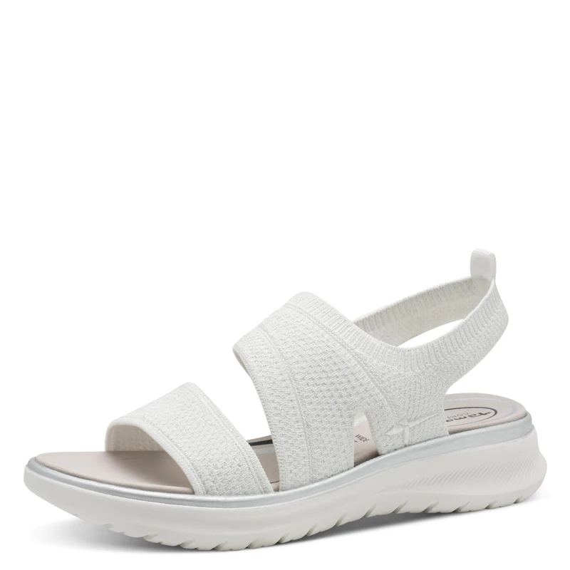 Tamaris Comfort Women’s Flat Slip-On Sandals Vegan, White/Silver, 6 UK