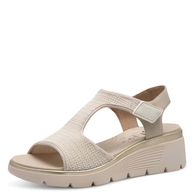 Jana Coshy Women’s Flat Sandals with Velcro Comfortable, Beige, 7,5 UK - Image 1