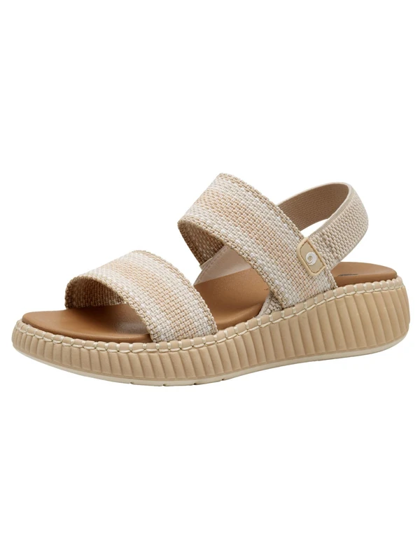 Jana Coshy Women’s Flat Sandals with Chunky Sole Comfortable, Beige Comb, 7,5 UK